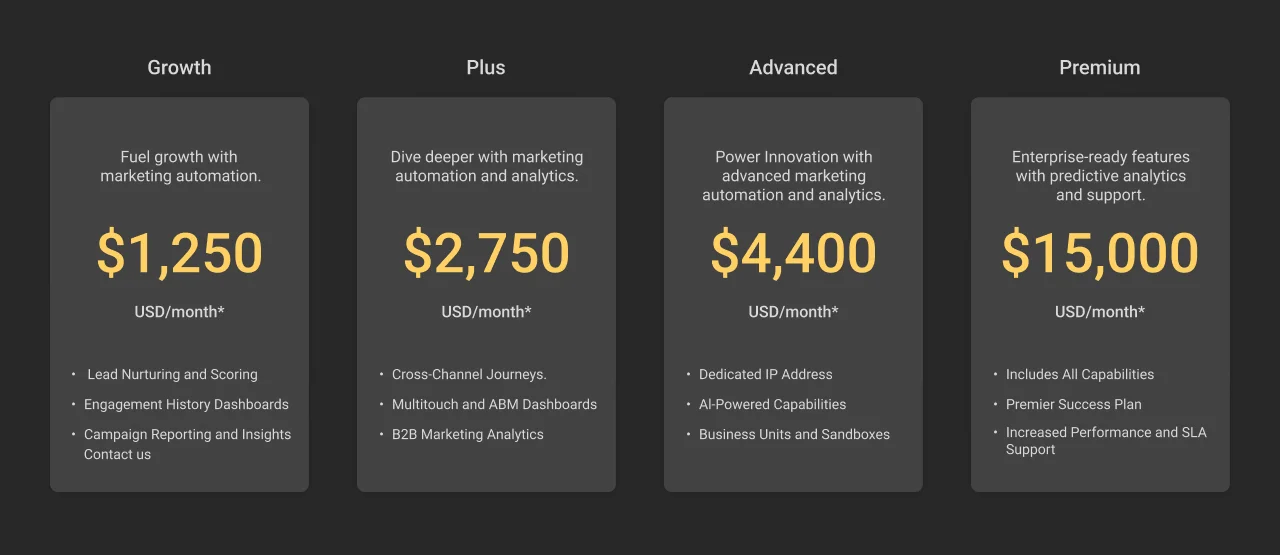 Marketing Cloud Account Engagement Editions Pricing Dark