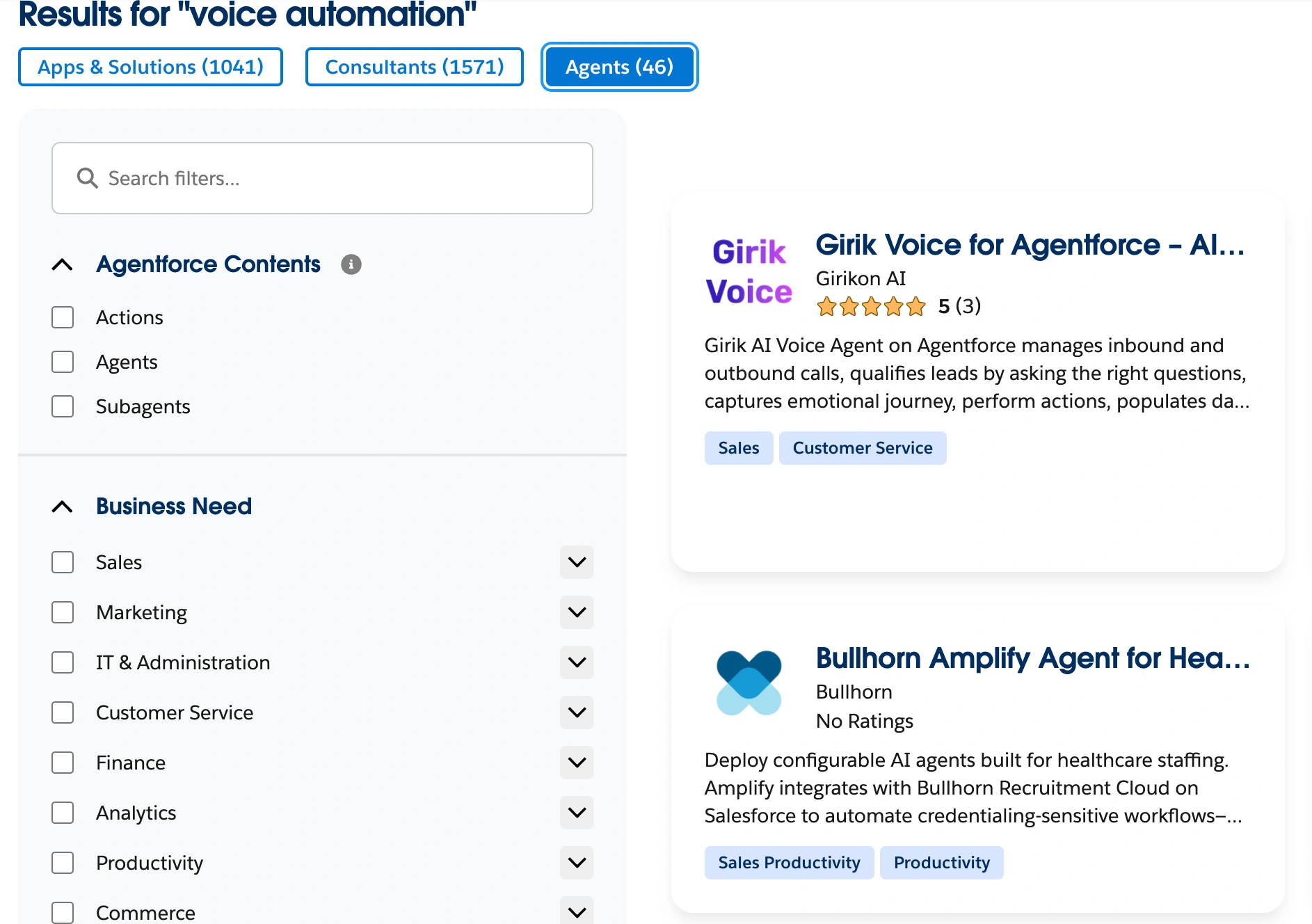Showcasing results and options to set filters for pricing, ratings and more screenshot image