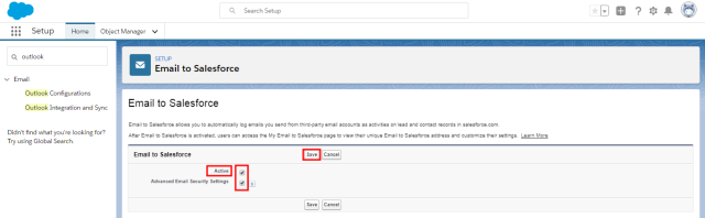 steps to integrate Salesforce and Outlook