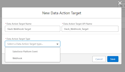 Create Data Action Target