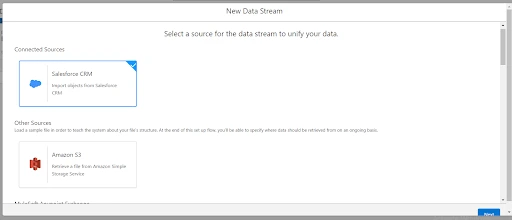Create New Data Stream for CRM