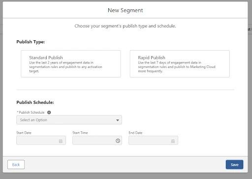Select Publish Type and Schedule