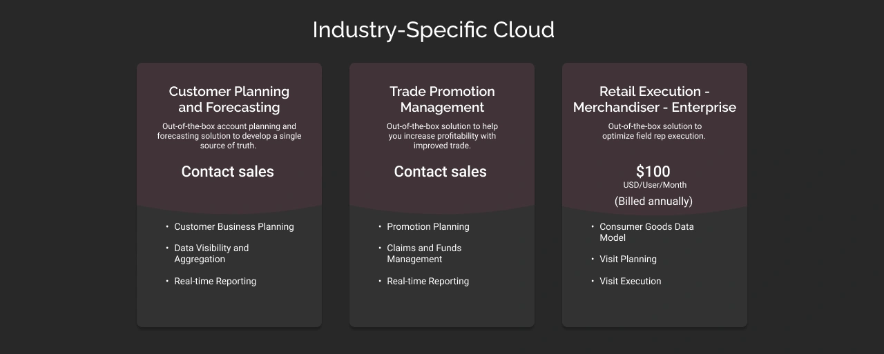industry specific customer planning and forecasting dark