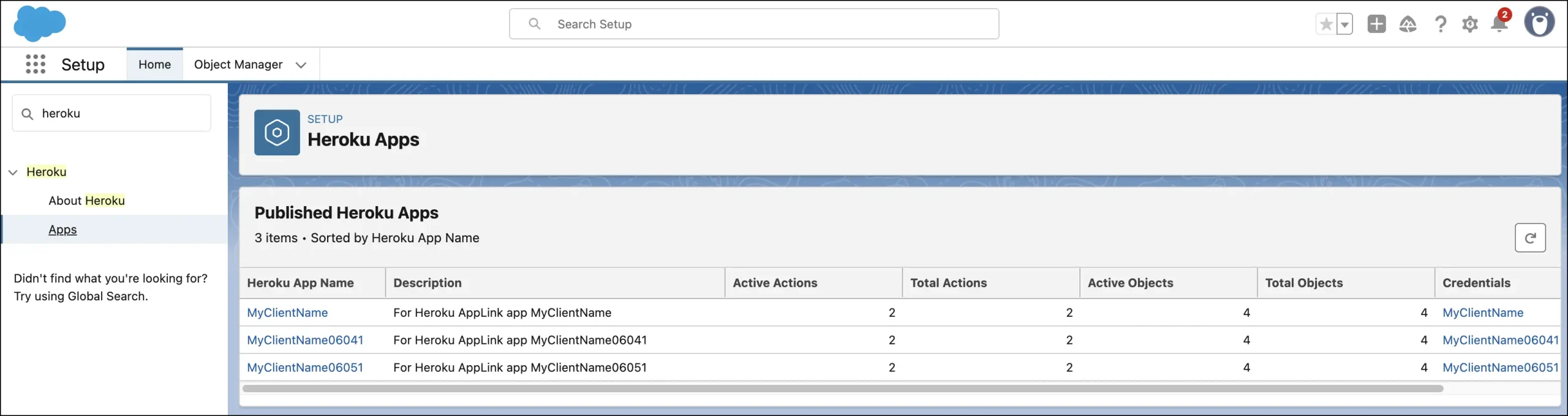 Choose your published app to view its configuration and available actions