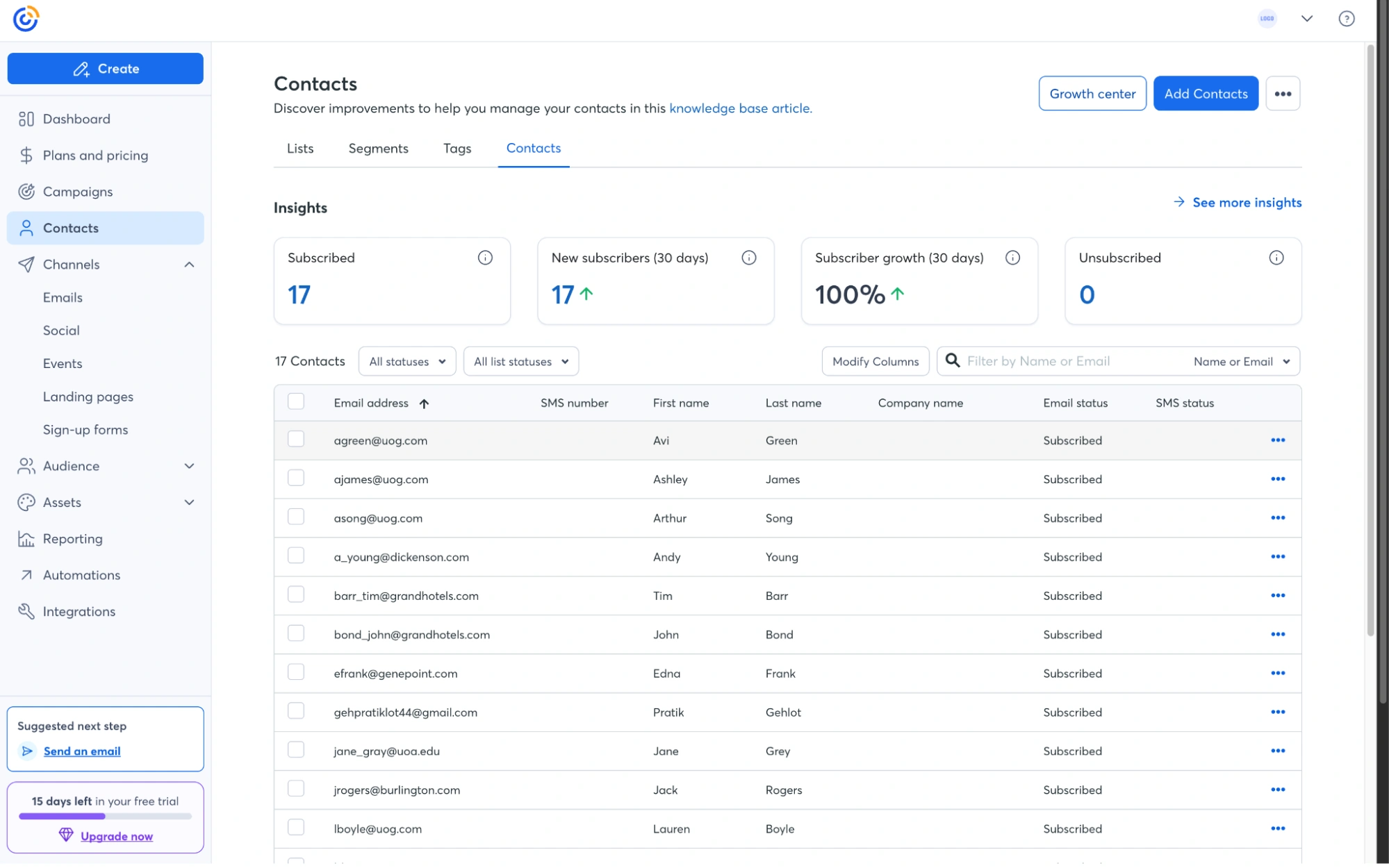 Verify Salesforce contacts synced to Constant Contact list
