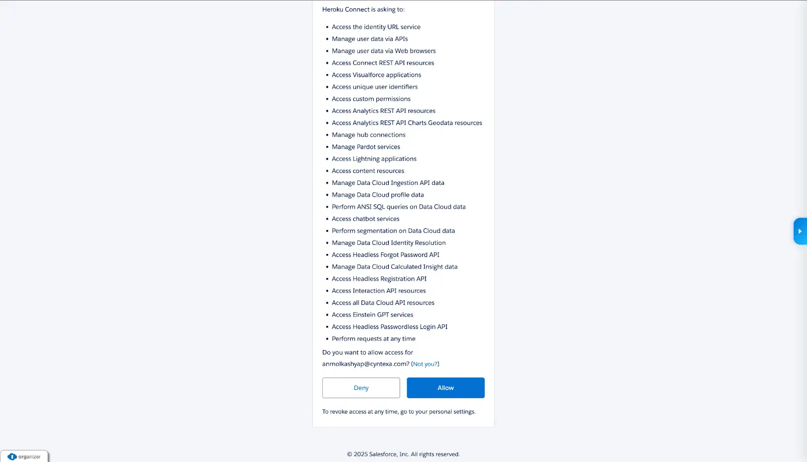 Click “Allow” on Salesforce Access page