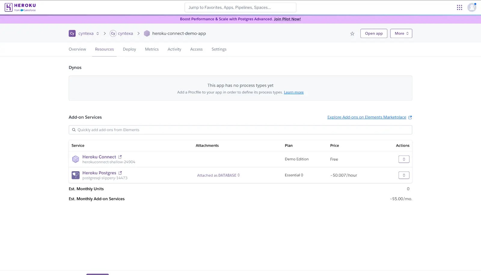 Once provisioning is finished, return to the Heroku Dashboard to continue