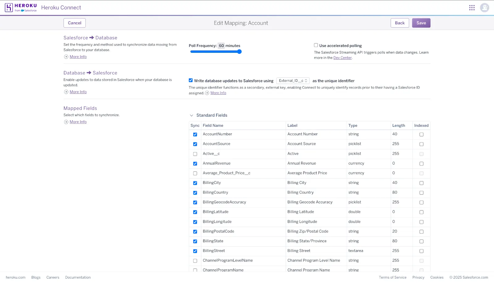 Select the fields that you want to map
