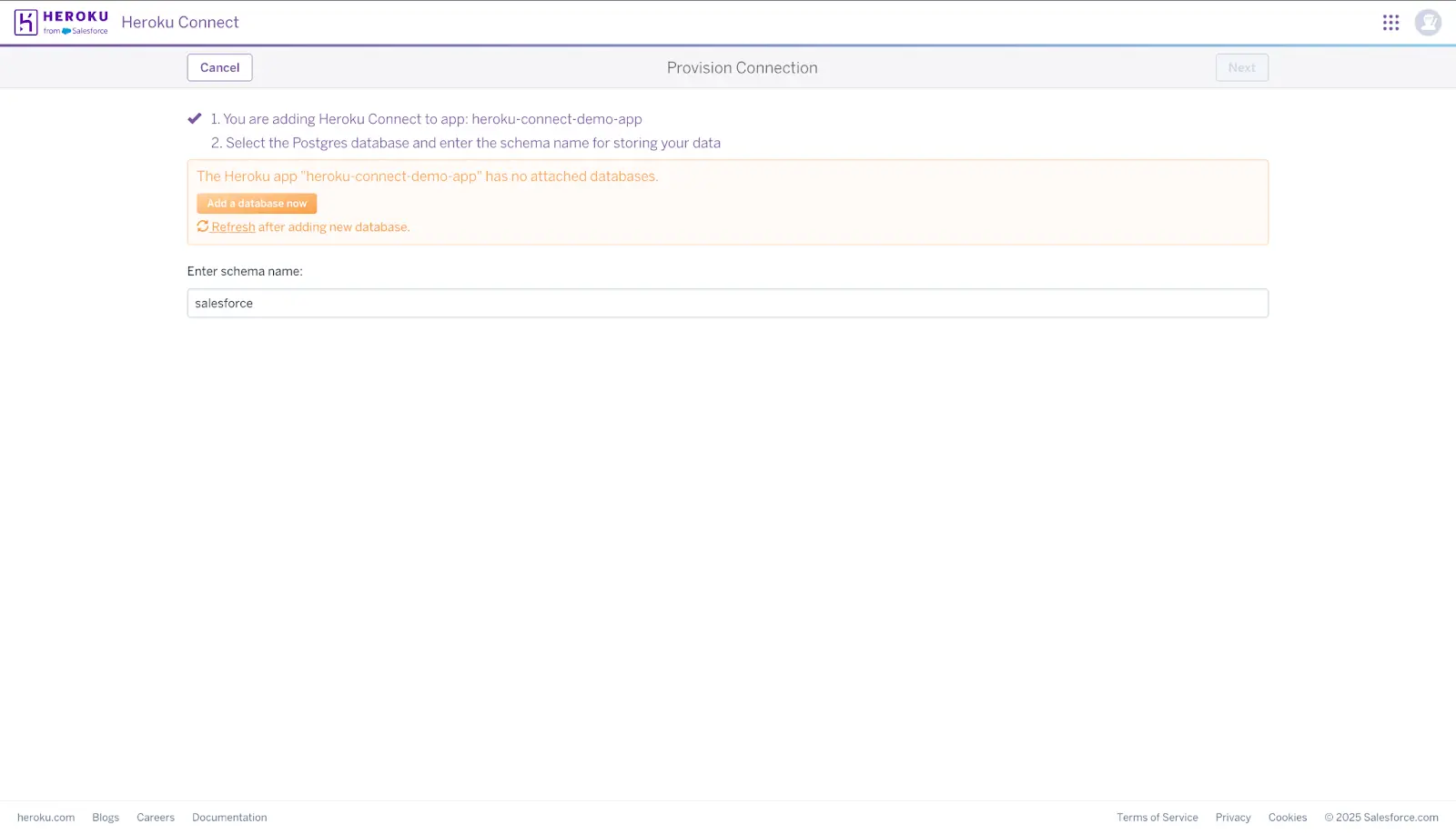 Click “Add a database now