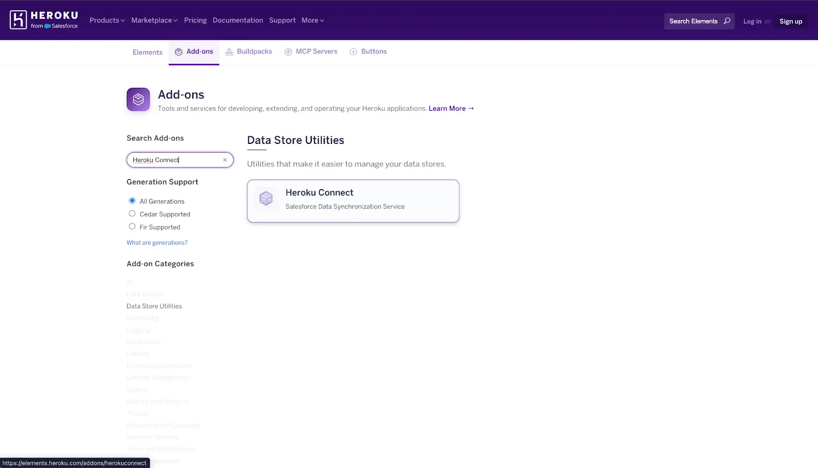Search for Heroku Connect in the Add-ons section