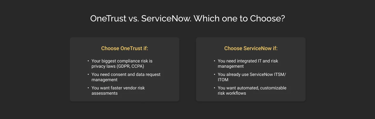 OneTrust vs ServiceNow: Which one to choose?